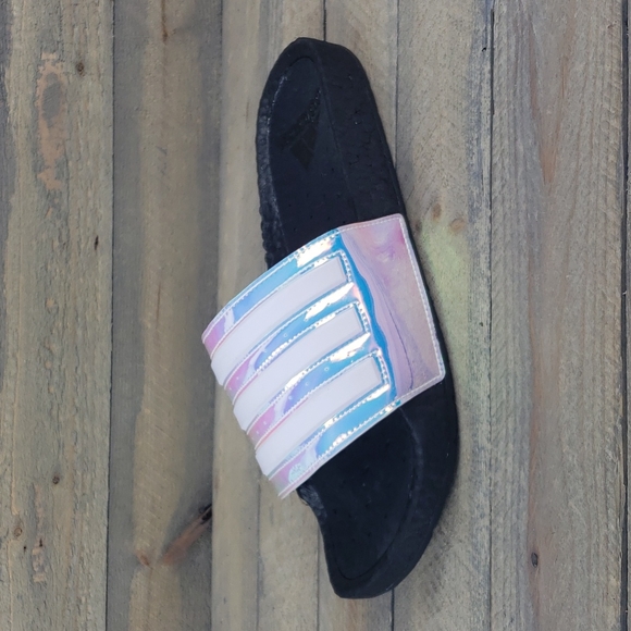 adidas Adilette Boost Men's Premium Sandals Slides Black Iridescent - Picture 4 of 10